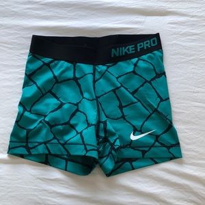 Nike Pro Turquoise Spandex Shorts 3”